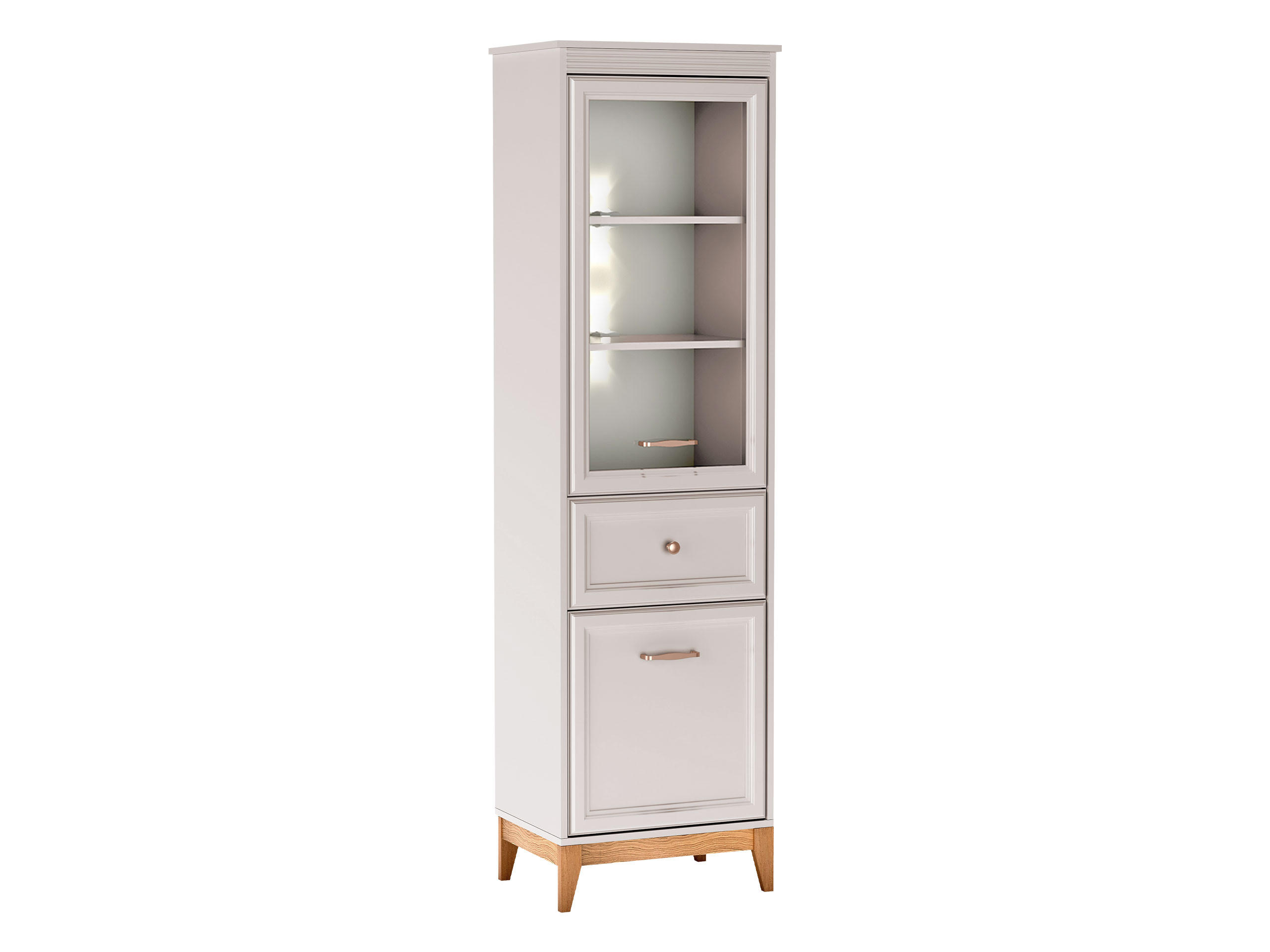 VITRINE Windsor W-06 mit Weißer LED-Beleuchtung - Kaschmir/Eichefarben, Holz/Holzwerkstoff (55/193/41cm) - MIRJAN24