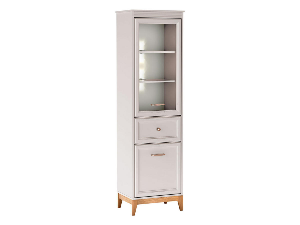 VITRINE Windsor W-06 mit Weißer LED-Beleuchtung - Kaschmir/Eichefarben, Holz/Holzwerkstoff (55/193/41cm) - MIRJAN24