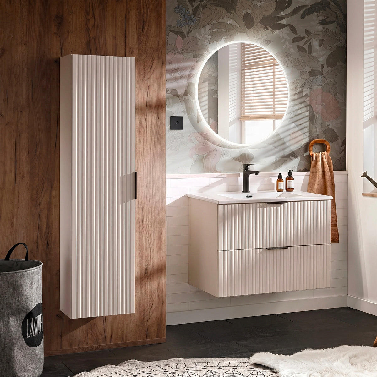BADMÖBEL 80.2cm Adriel 2er-Set Kaschmir - Beige, Holzwerkstoff (80.2/57/46cm) - Petits-meubles