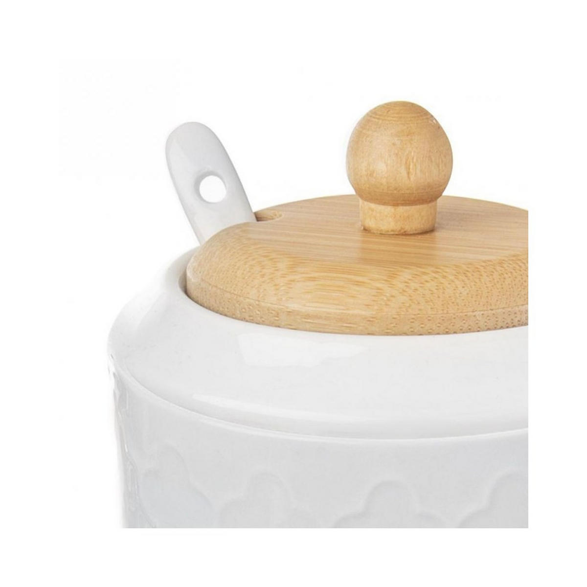 ZUCKERDOSE aus Porzellan, Zuckerdose mit Löffel 48713 - Weiß, Keramik (10/6.5cm) - Orion 