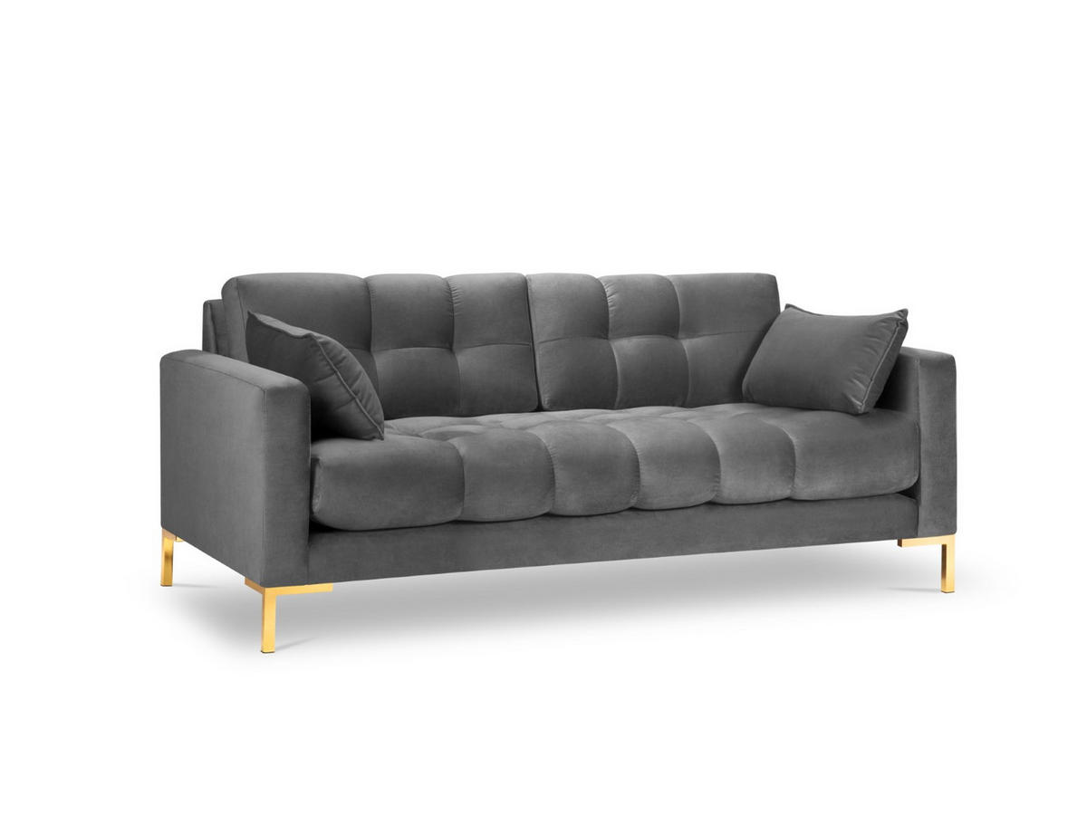 SOFA Mamaia aus Samt hellgrau 2 Sitzplätze - Hellgrau, Textil (92/75/152cm) - Micadoni