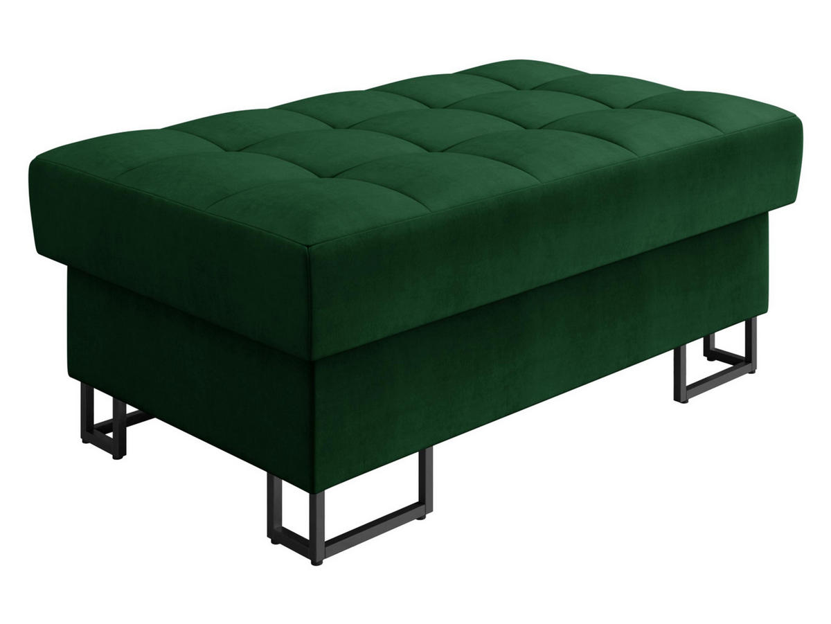 POLSTERHOCKER Laris - Smaragdgrün/Schwarz, Holz/Textil (106/44/67cm) - MIRJAN24