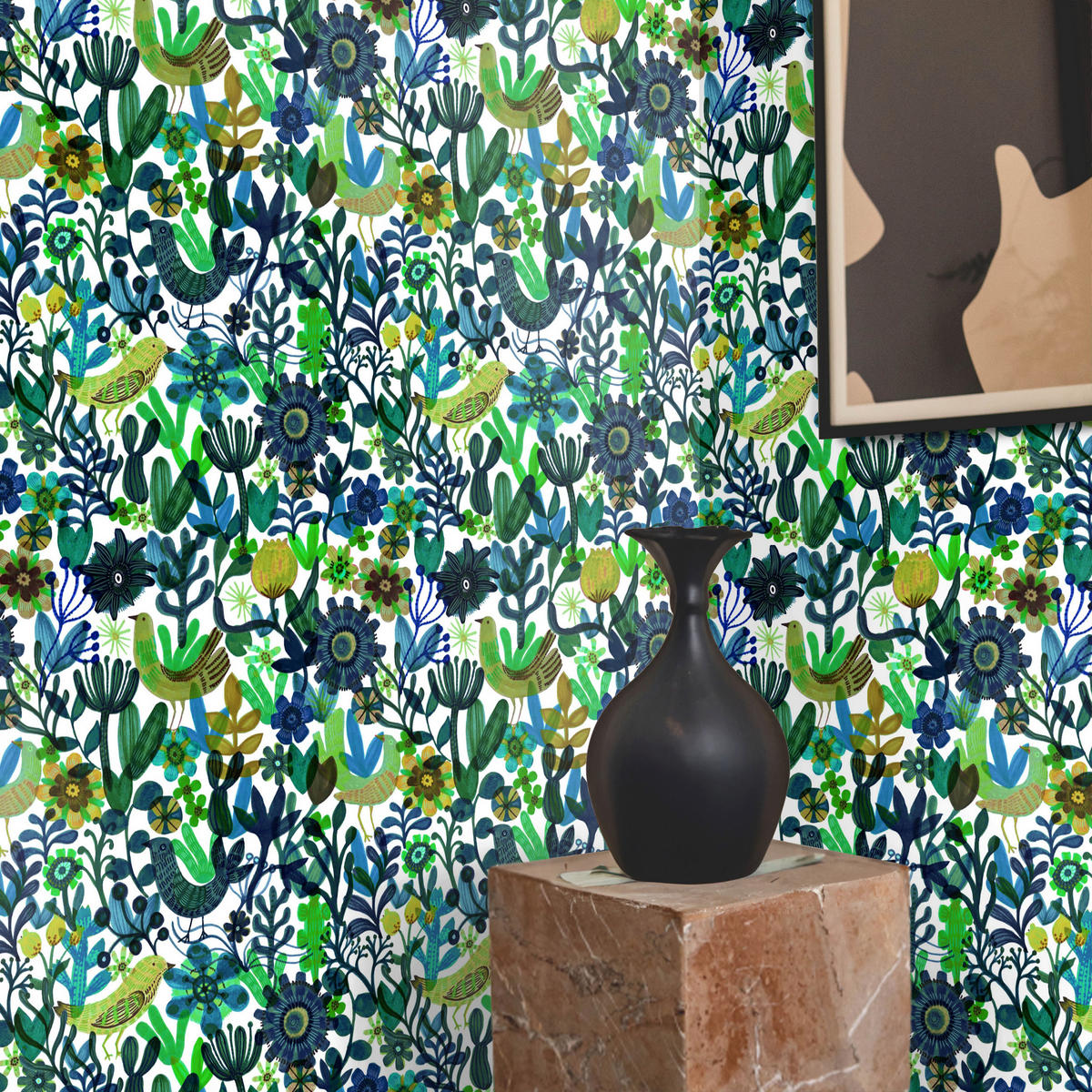 TAPETE Künstlerisch aus echtem Papier, 200x280cm, 8 Bögen - Blau, Papier (200/280cm) - WALLPAPERS4BEGINNERS