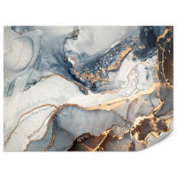 FOTOTAPETA Pre Obývaciu Izbu Mramor Modrá Moderná Zlaté Akcenty Elegantná 150 x 105 cm - žltá/sivá, papier (150/105cm) - Muralo