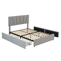 POLSTERBETT 140x200 Schubladen grau - Grau, Textil (140/200cm) - LEBENLANG