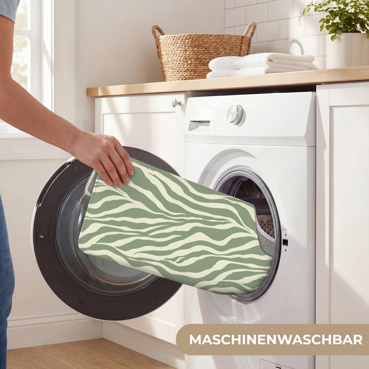 WC PŘEDLOŽKA Zebra - Motiv - zelená 55x60 cm - šalvějově zelená, textil/plast (55/1cm) - OnlyWow