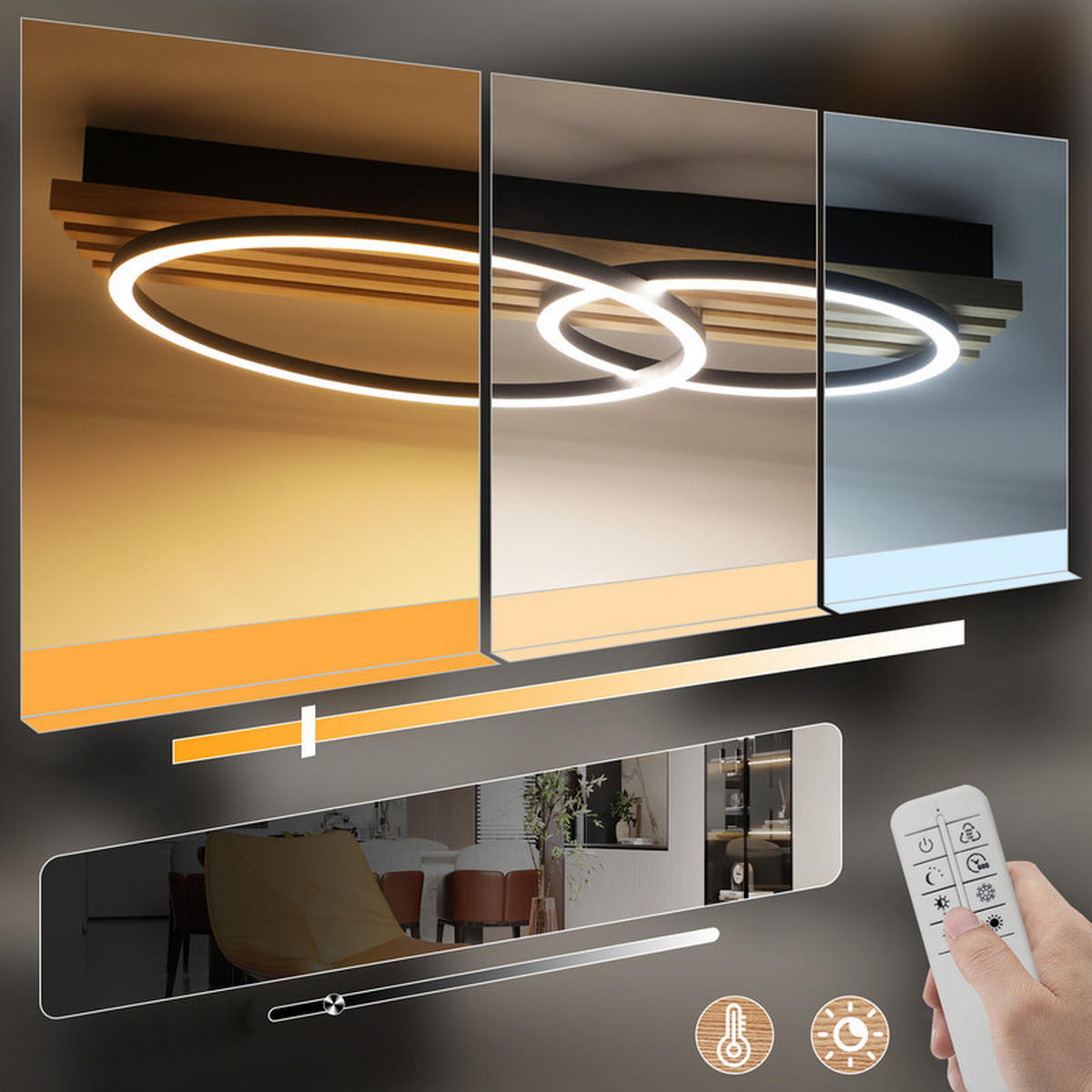 LED-DECKENLEUCHTE Elfriede II 8.8/55/35cm - Eschefarben, Holz (8.8/55/35cm) - Nettlife