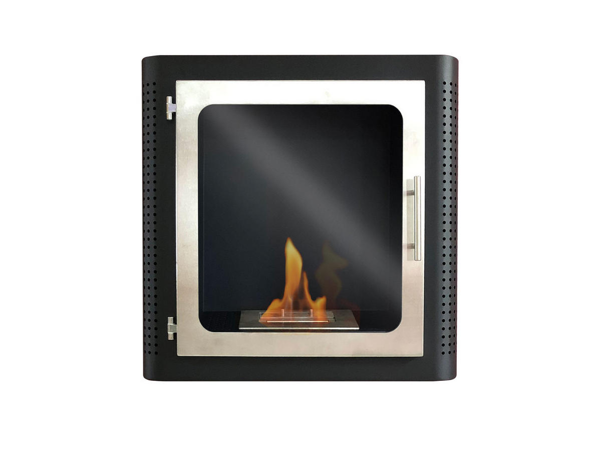 BIOETHANOL-KAMIN Schwarz Wandmodell inklusive 1 L Brennblock - Schwarz, Metall (60/60/22cm) - Purline