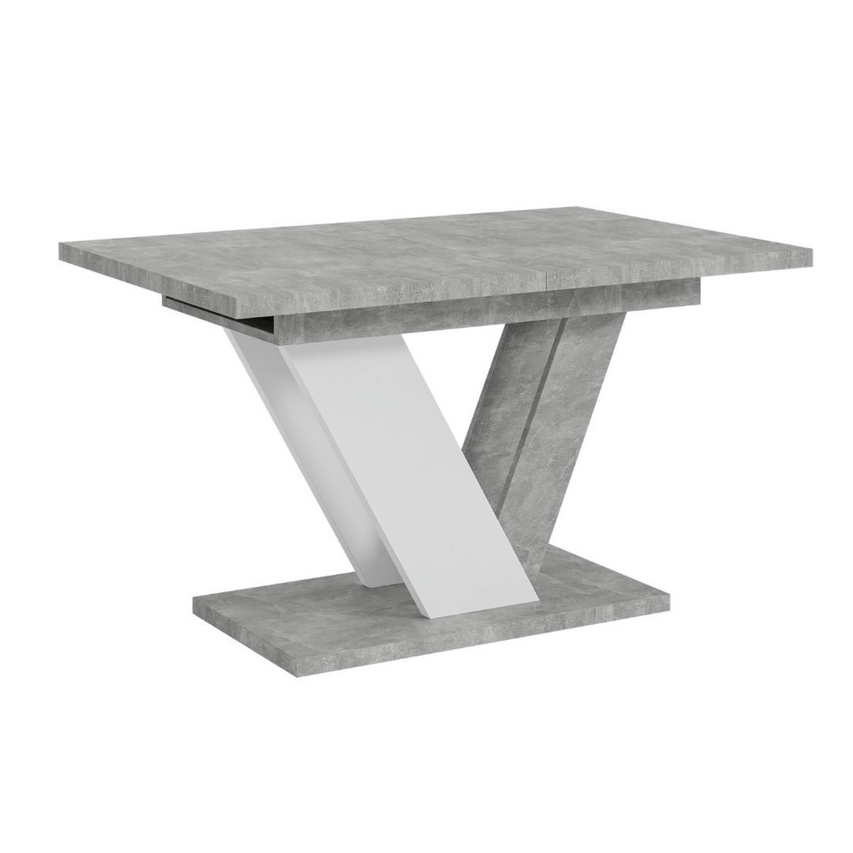 ESSTISCH Grau Betonoptik und Weiß Ausziehbar 120 - 160 cm - Weiß/Grau, Holzwerkstoff (120/80/76cm) - PROSPERO