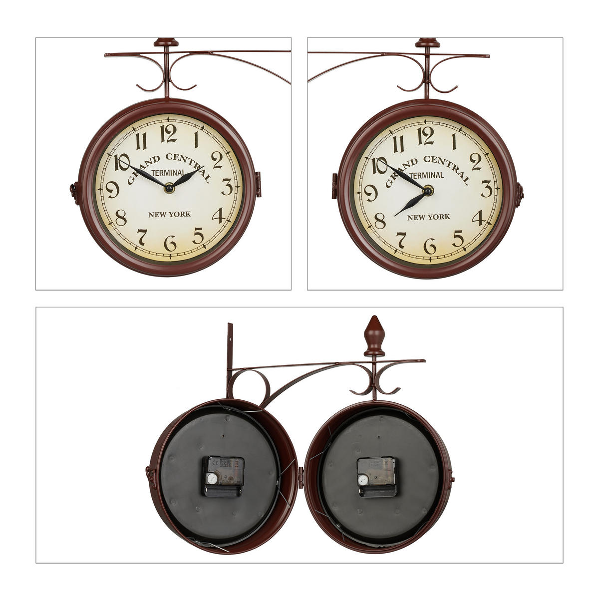 BAHNHOFSUHR - Multicolor, Glas/Metall (35/34/10cm) - Relaxdays