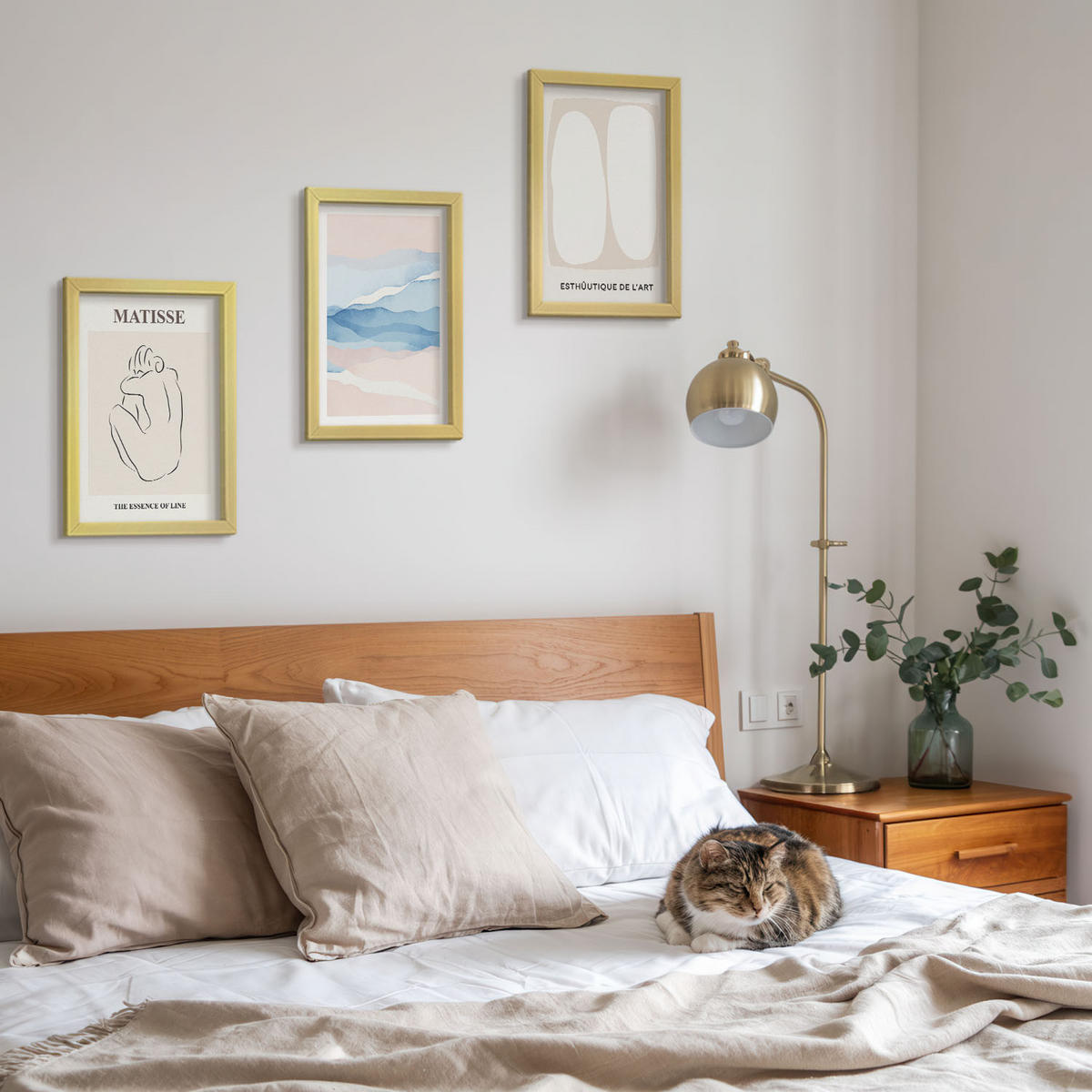 WANDBILDER 3er Set - 20x30 cm Goldrahmen - Matisses abstrakte Formen - Goldfarben, Kunststoff (20/30cm) - ArtPrintCave