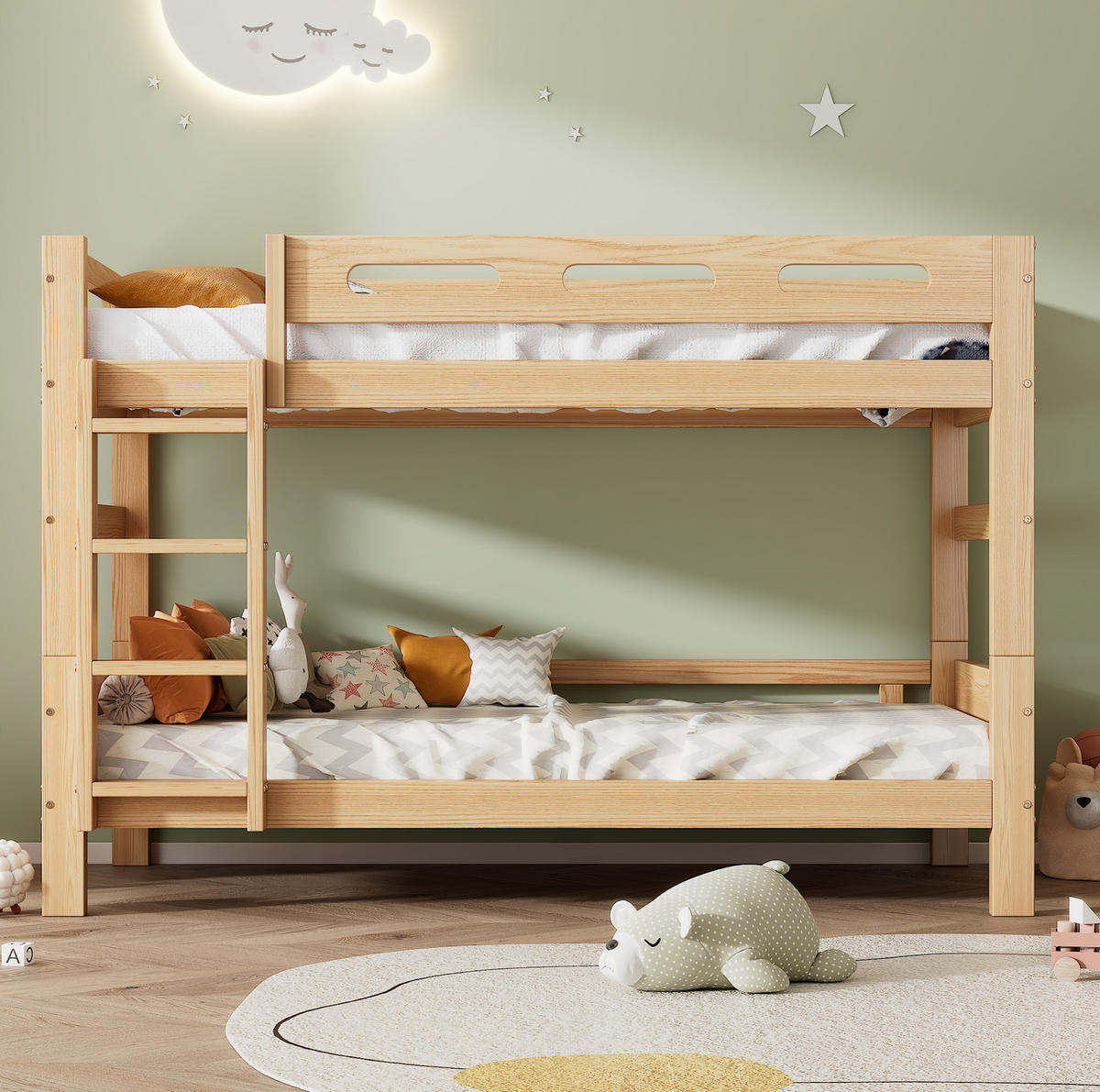 ETAGENBETT aus Kiefernholz 90x200 cm Natur, teilbar in 2 Einzelbetten - Naturfarben, Holz (90/200cm) - IVMEU