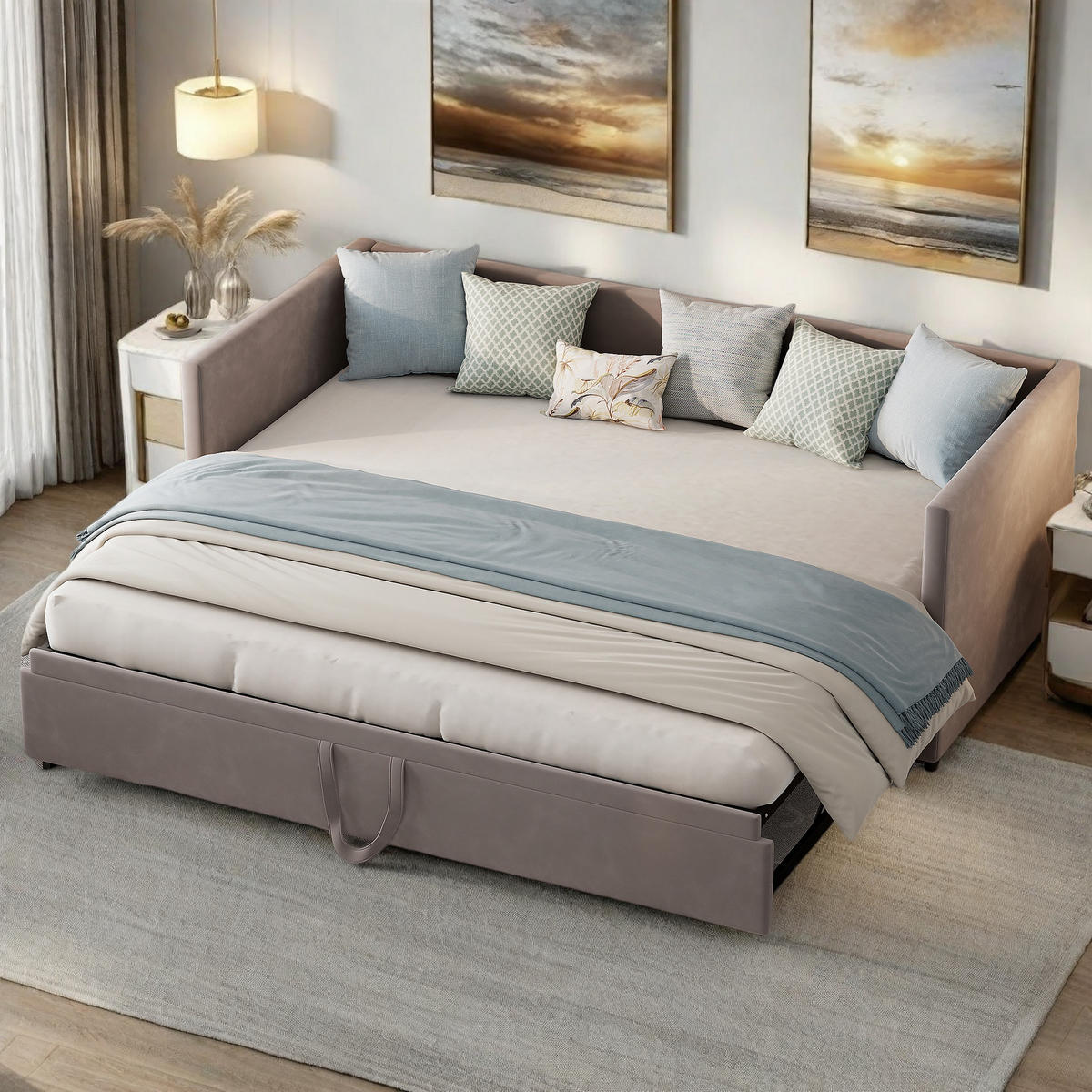 SCHLAFSOFA 90-180x200 cm Grau 2-Sitzer ausklappbar - Grau, Metall (180/200cm) - SHOPENTRA