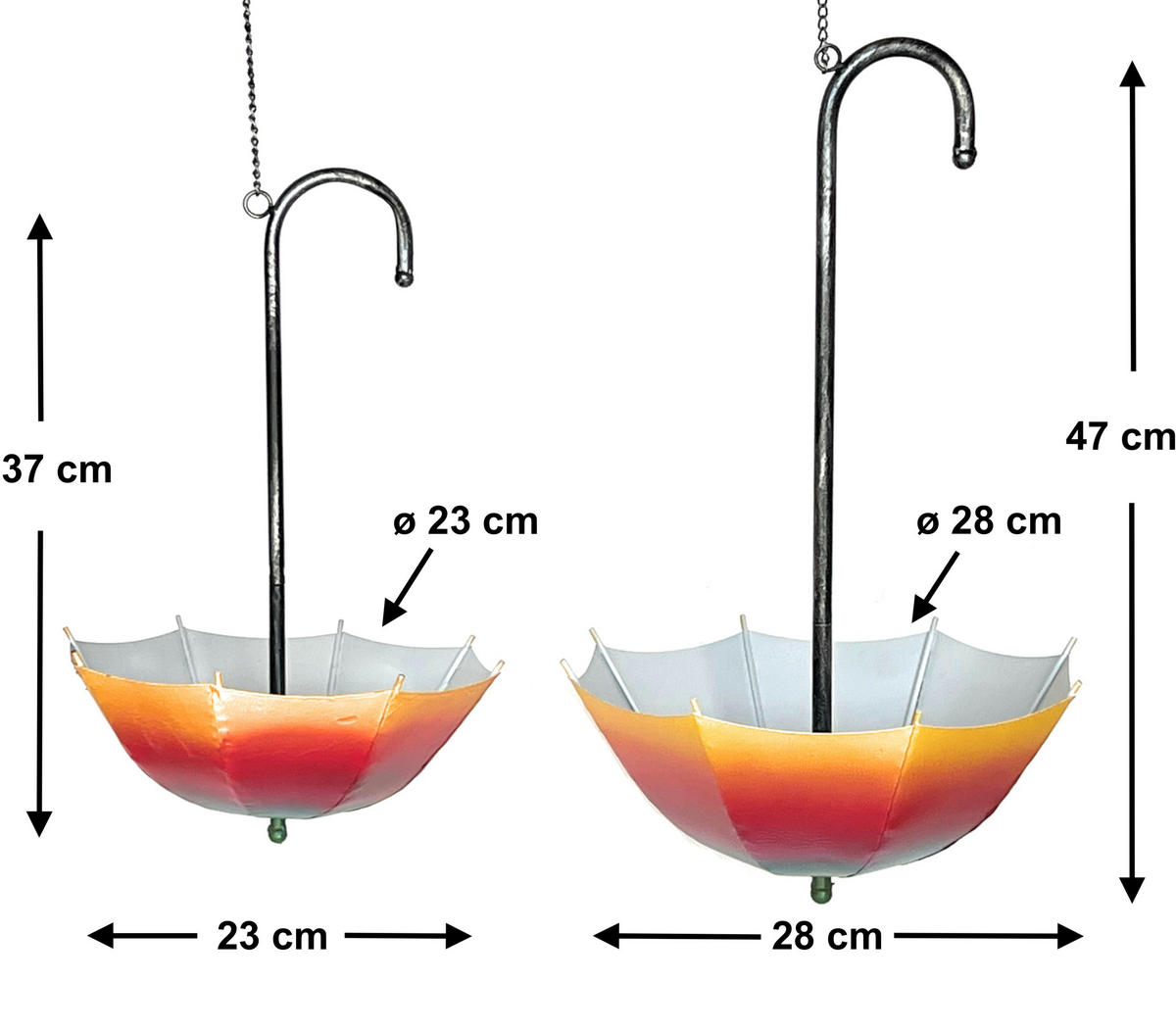 BLUMENAMPEL 2er Set Regenschirm Metall - Multicolor, Metall (28/72/28cm) - DanDiBo
