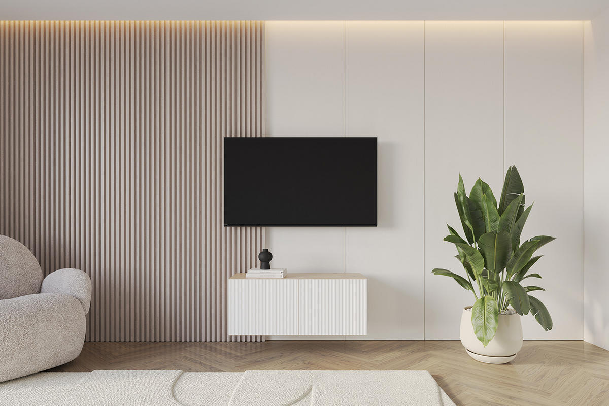 LOWBOARD NOA-2-W 100x40x41 cm - Artisan / Weiß - Weiß, Holzwerkstoff (100/40/41cm) - ALTDECOR