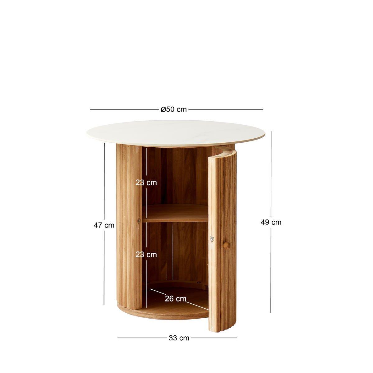 BEISTELLTISCH Rund White 50 x 50 x 49 cm - Braun, Holz (50/50/49cm) - Nordlys