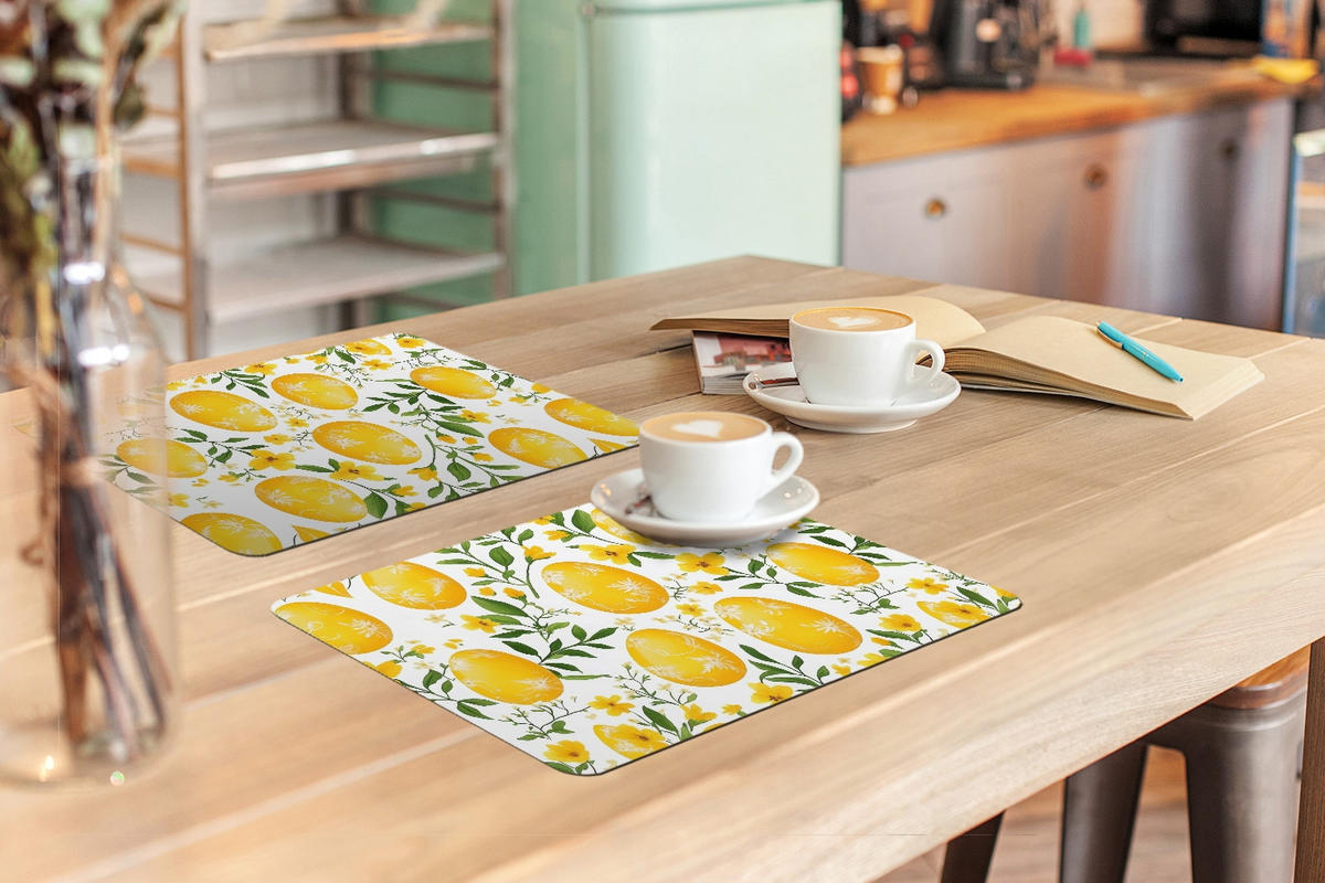 PLATZSETS 6er-Set Blumen - Ostereier - Gelb Placemats 45x30 cm - Gelb, Kunststoff (0.3/45/30cm) - MuchoWow