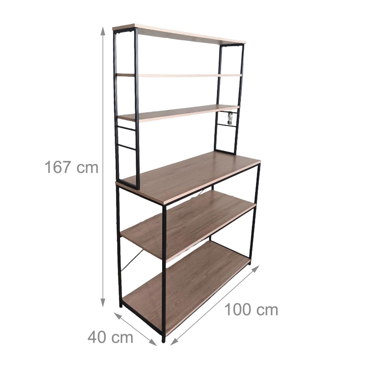 KÜCHENREGAL - Schwarz, Holzwerkstoff/Metall (100/167/40cm) - Relaxdays