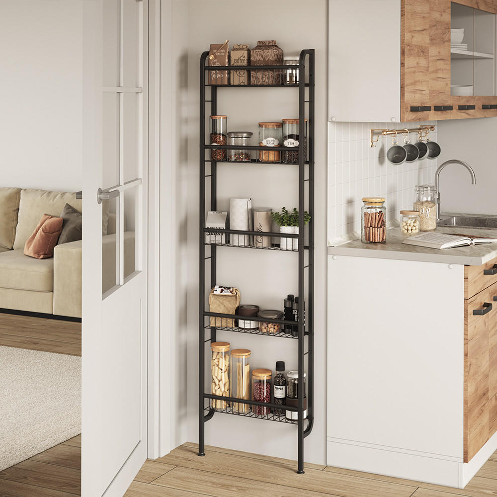 Thumbnail - Vicco Leiterregal, Schwarz, Metall, Rechteckig, 44.5x160x11 cm, Wohnzimmer, Regale, Bücherregale