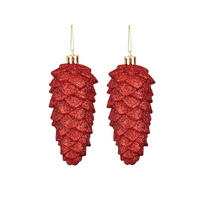 CHRISTBAUMSCHMUCK 2er-Set Tannenzapfen rot, 11 cm - Rot, Kunststoff (10/20/20cm) - LAALU
