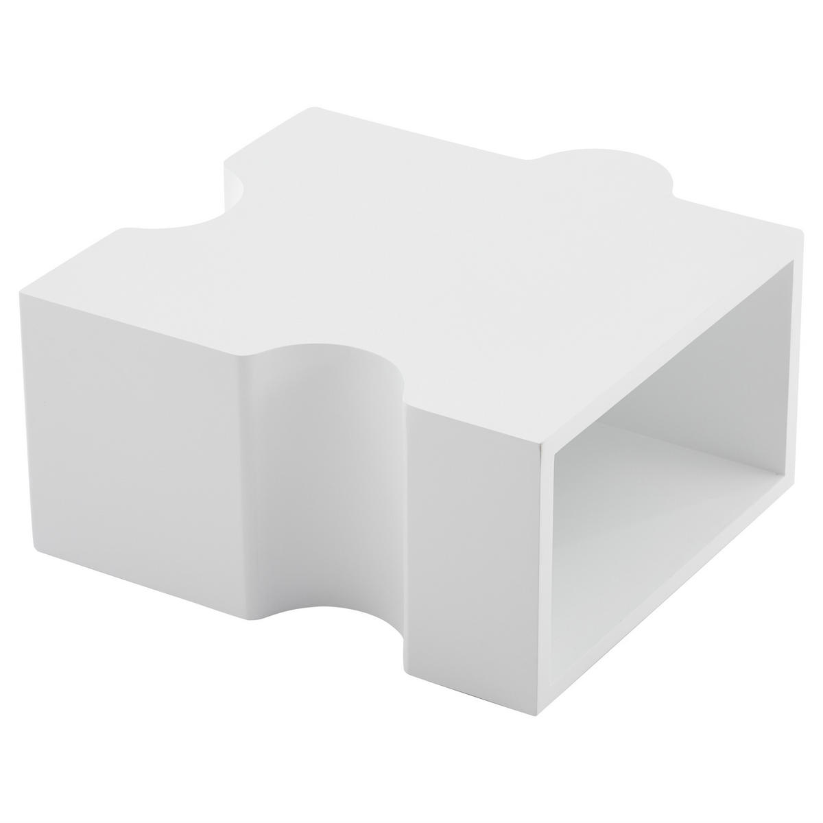 COUCHTISCH 65/65/32 cm weiß mit Puzzlemuster aus MDF - Weiß, Holzwerkstoff (65/65/32cm) - OKWISH