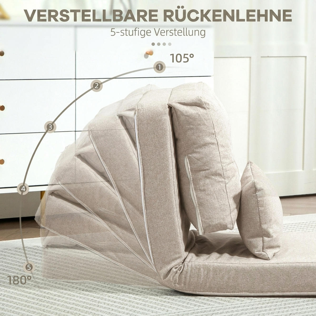 BODENSTUHL, Leinen, Metall, Beige - Beige, Textil/Metall (60/56/80cm) - HOMCOM