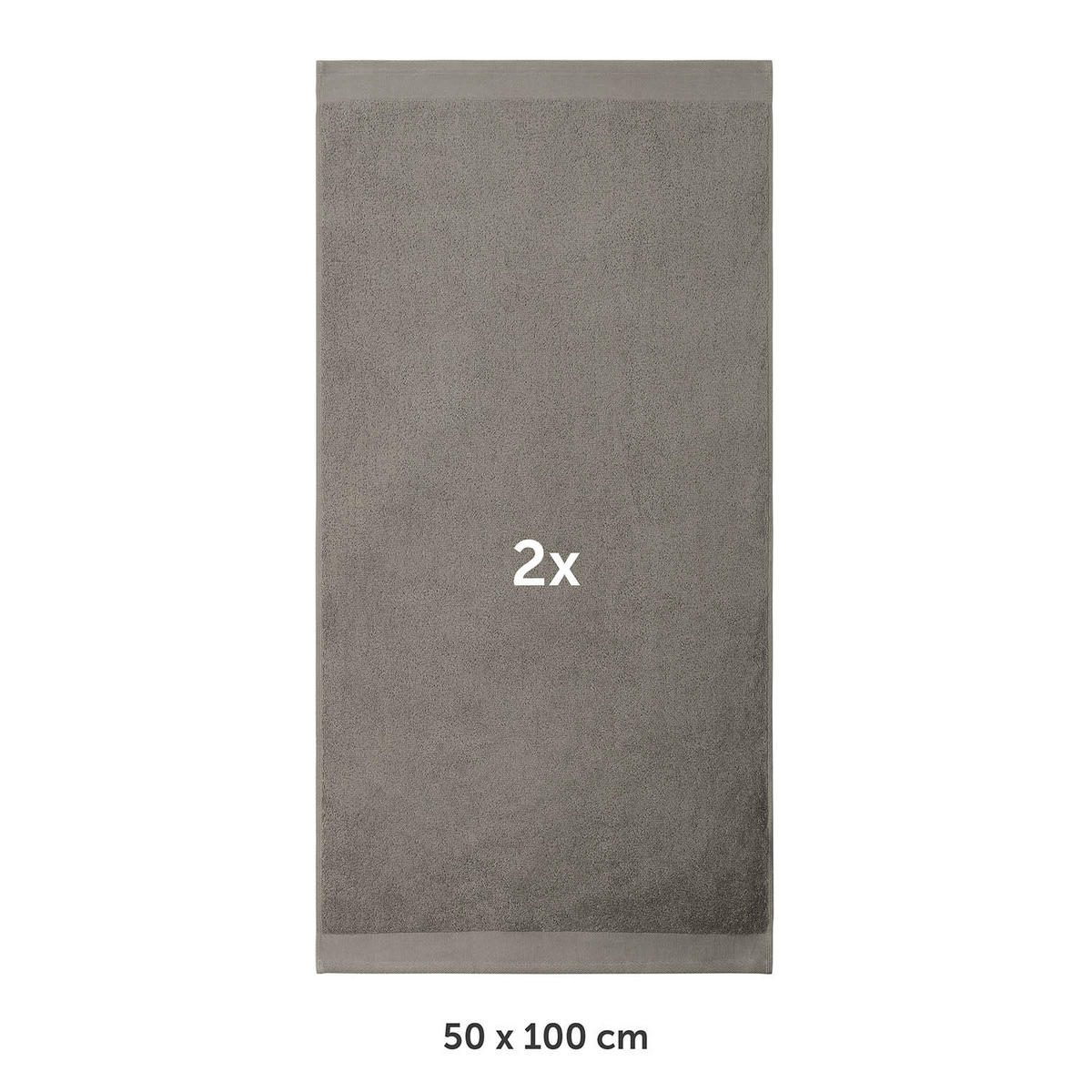 HANDTUCH 2er-Set, 2x Handtuch 50/100 cm, Grau - Grau, Textil (50/100cm) - Blumtal