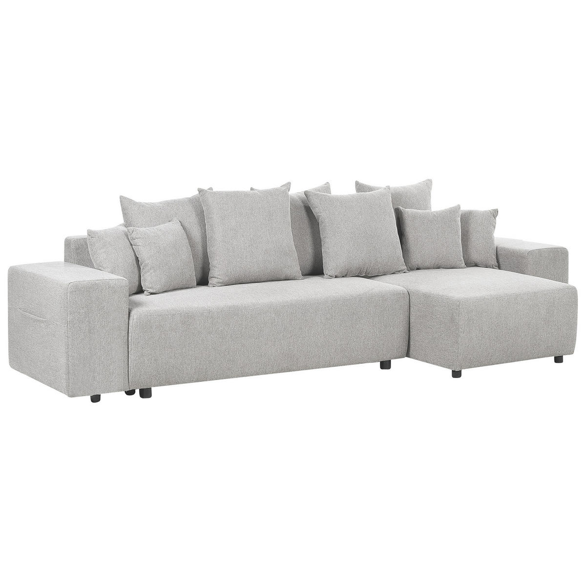 3-SITZER-ECKSOFA hellgrau rechtsseitig mit Schlaffunktion Stauraum Luspa - Schwarz/Grau, Textil (294/130cm) - Beliani