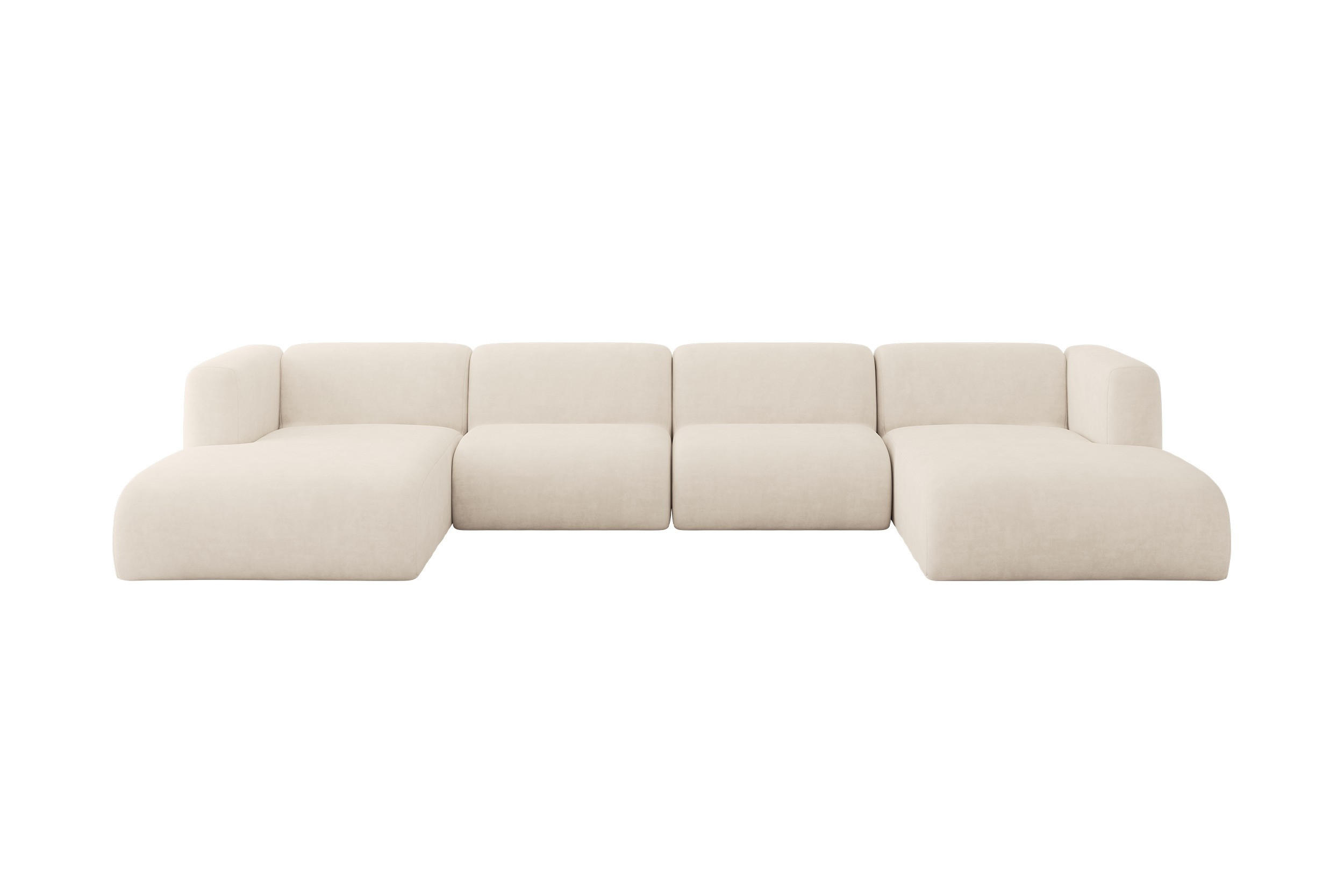 WOHNLANDSCHAFT MIRA-U2 408x179x70 Beige Velours - Greige/Beige, Holzwerkstoff/Kunststoff (408/70/179cm) - ALTDECOR