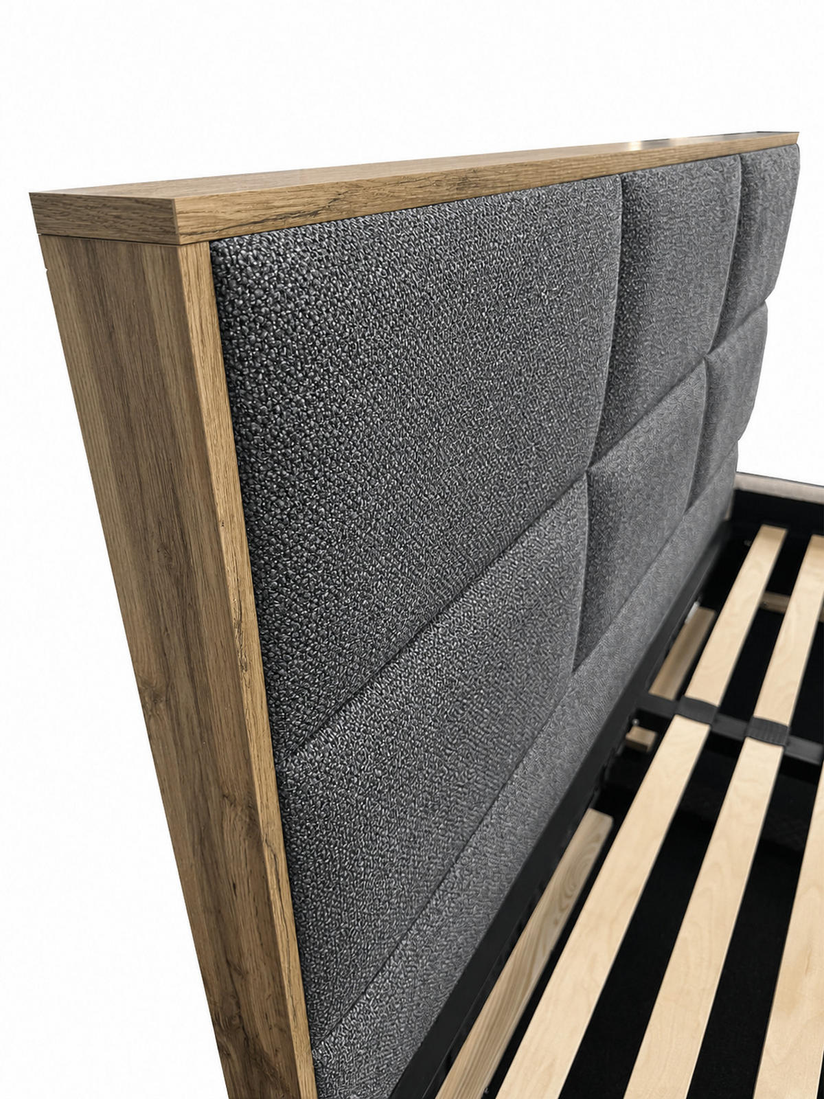 BOXSPRINGBETT LolyT 140x0 cm Pocket H4 24cm Gris Foncé - Dunkelgrau, Textil - KS Home Concept