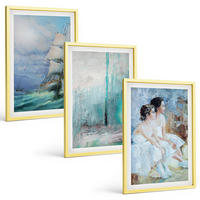 BILDER SET 3er Set - 40x60 cm Goldrahmen - Abstrakte Tänzerin auf dem Schiffsmeer - Goldfarben, Kunststoff (40/60cm) - TULUP