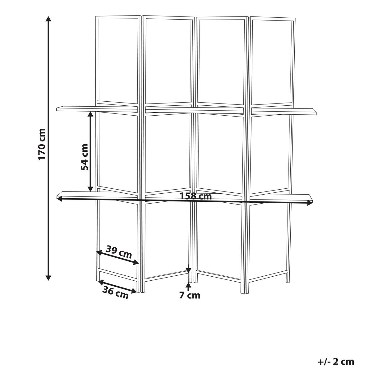 SEPARATOR DE CAMERĂ 4 piese maro 158/170 cm Trafoi - maro, lemn (158/170/7cm) - Beliani