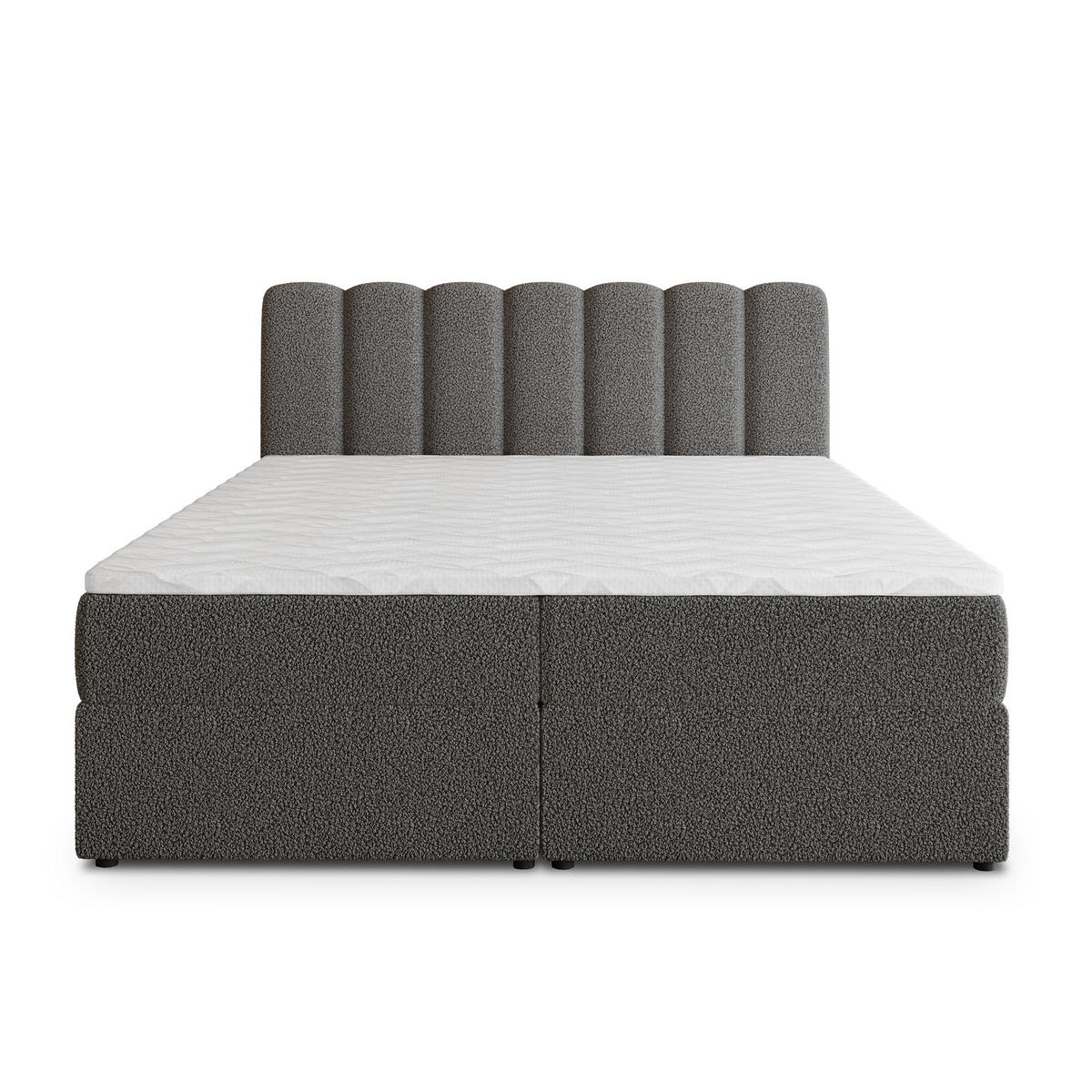 POSTEL BOXSPRING SOLIA 160x200 cm, s matrací a úložným prostorem, šedá - šedá, kompozitní dřevo/textil (160/200cm) - MASSENO