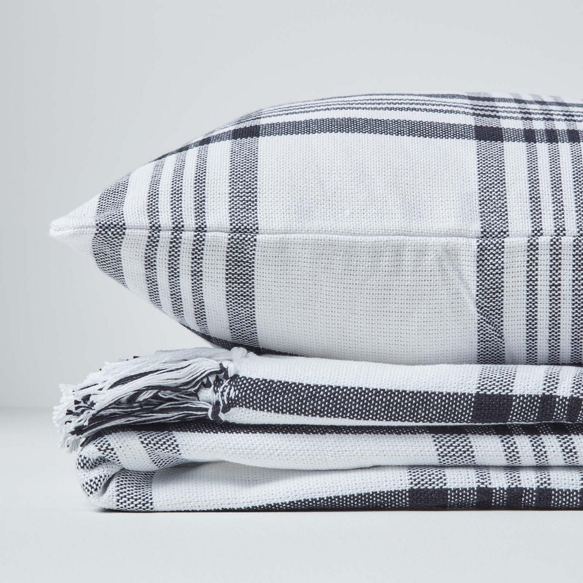 ÜBERWURF 225/255 cm, Schottenkaro, 100% Baumwolle - Weiß, Textil (225/255cm) - Homescapes