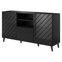 KOMMODE Abeto - Schwarz Hochglanz/Schwarz, Holzwerkstoff/Kunststoff (150/82/42cm) - MIRJAN24