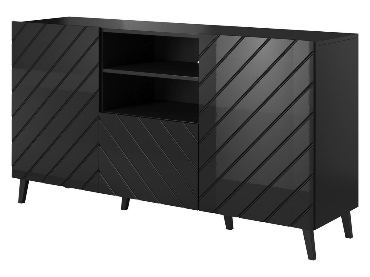 KOMMODE Abeto - Schwarz Hochglanz/Schwarz, Holzwerkstoff/Kunststoff (150/82/42cm) - MIRJAN24