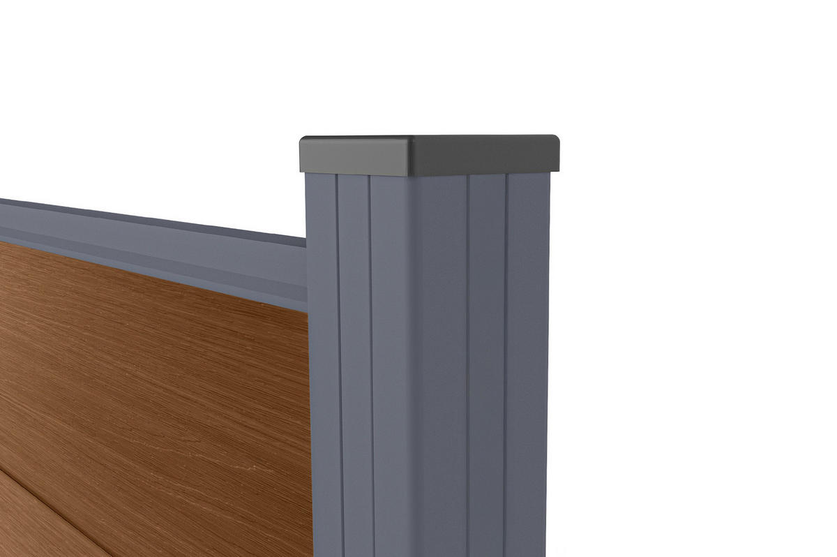ERWEITERUNGSSET für Verbundzaun 2 m STOCKHORN, H. 150 cm, auf Teakholz-Sockel - Braun, Holzwerkstoff (200/150cm) - Casanoov