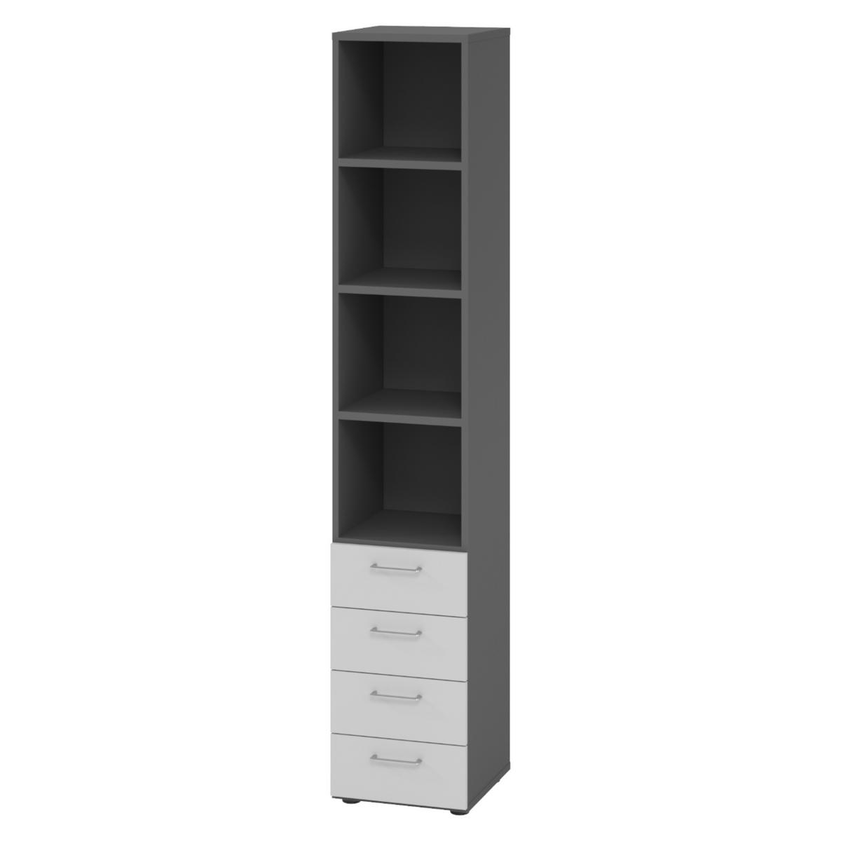 REGAL - 4 Schübe 42/40/215,6 cm in Graphitfarben/Grau - Graphitfarben/Grau, Holzwerkstoff (40/215.6/42cm) - bümö