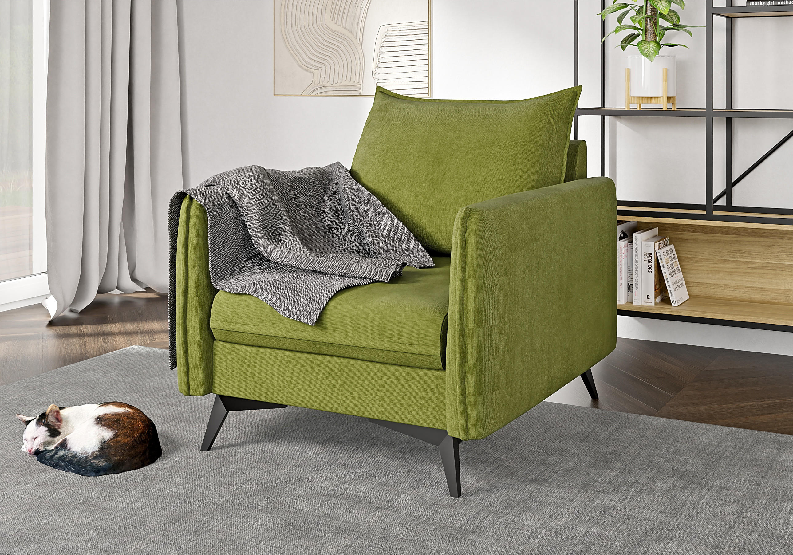 SESSEL Pulse Grün Luxusmicrofaser - Schwarz/Grün, Holz/Textil (74/86/31cm) - S-Style Möbel
