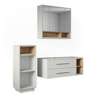 BADMÖBEL-SET Beatrice, Weiß/Sonoma, 3-teilig - Weiß/Sonoma Eiche, Holzwerkstoff (100/40/40cm) - Vicco