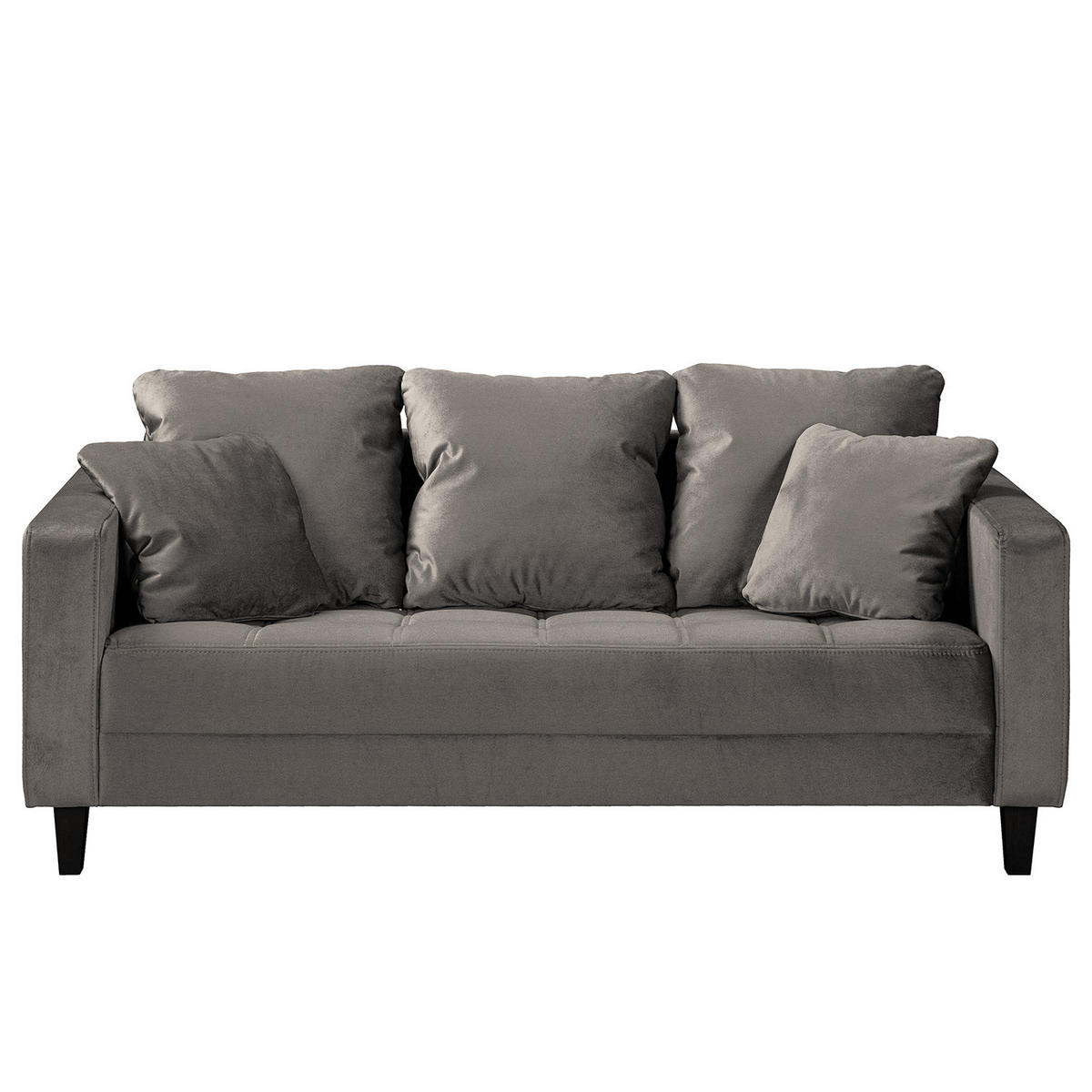 2-SITZER SOFA - Samt - Grau, Textil (178/85/90cm) - home24