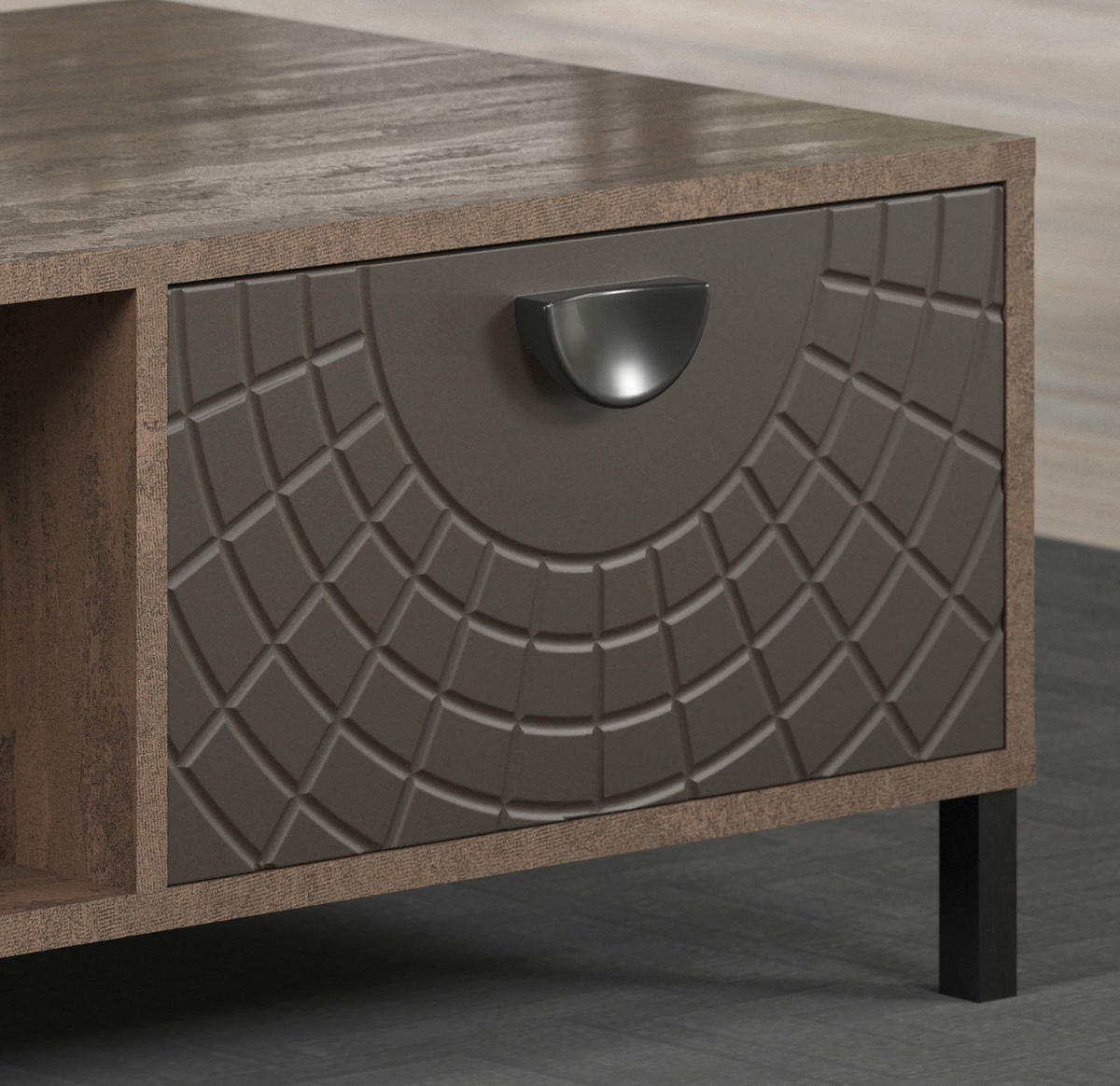 COUCHTISCH Bronze mit Rostoptik 110 cm, Beistelltisch mit Soft-Close - Rostfarben/Schwarz, Holzwerkstoff/Metall (60/110/37cm) - Top.Furn