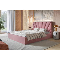 BETT 160x200 - Polsterbett mit Bettkasten und Holzrahmen - Modern Betten - Weicher Jasminstoff - Kollektion Denver, Rosa - Pink, Holz/Textil (160/200cm) - Alpi-Möbel