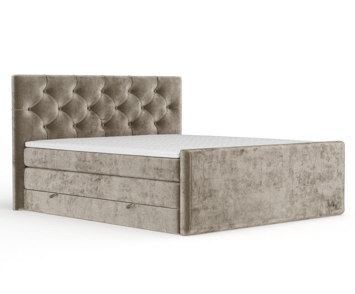 BOXSPRINGBETT Hugo Beige 160/200 cm - Beige/Schwarz, Holz/Holzwerkstoff (160/200cm) - Maison de Reve