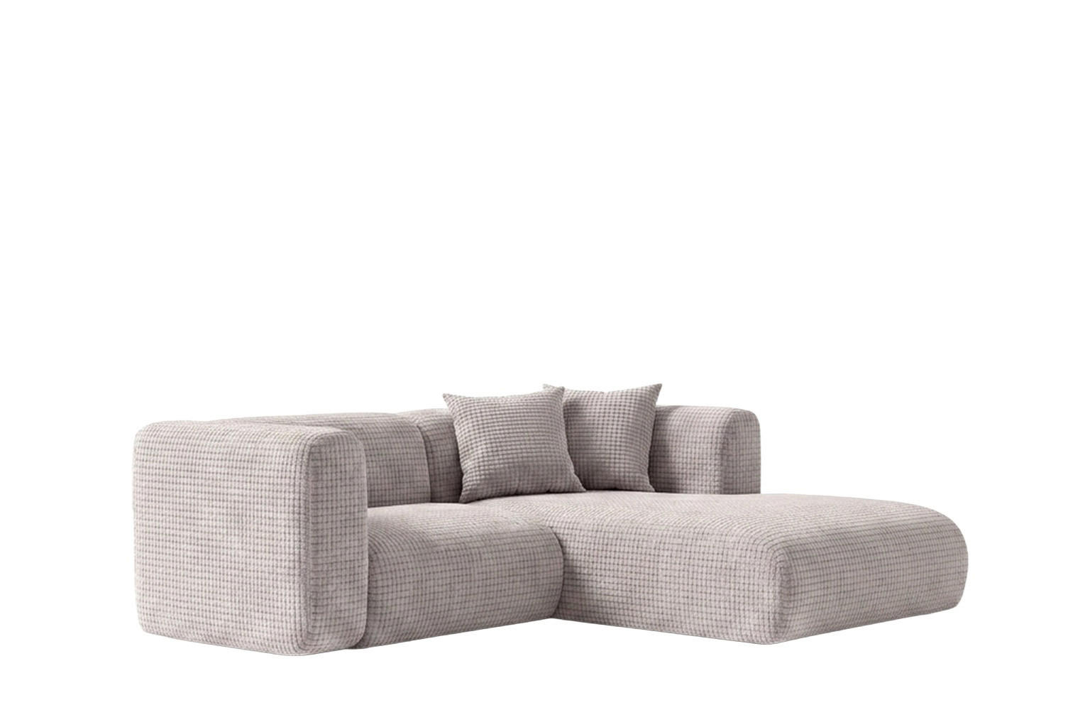 ECKSOFA L-Form mini, Chenille-Stoff Cremona, Hellgrau, Rechts, GRETA - Hellgrau, Holz (226/179cm) - Kaiser Möbel
