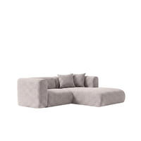 ECKSOFA L-Form mini, Chenille-Stoff Cremona, Hellgrau, Rechts, GRETA - Hellgrau, Holz (226/179cm) - Kaiser Möbel