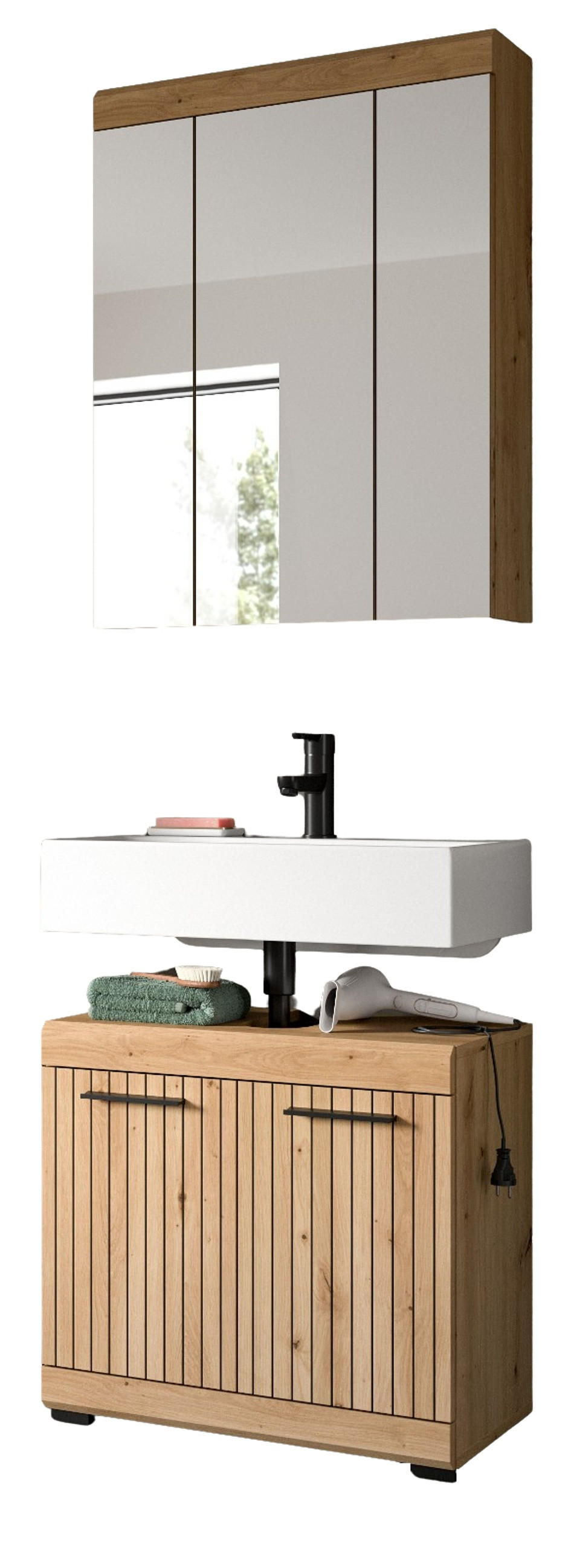Inn.Furn Badmöbel-Set Eiche Artisan 60x191x34 cm