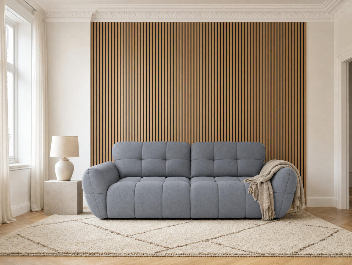 BIGSOFA Vannes Chenille Grau 272/134/68 cm - Blaugrau, Kunststoff/Textil (272/68/134cm) - foamnova