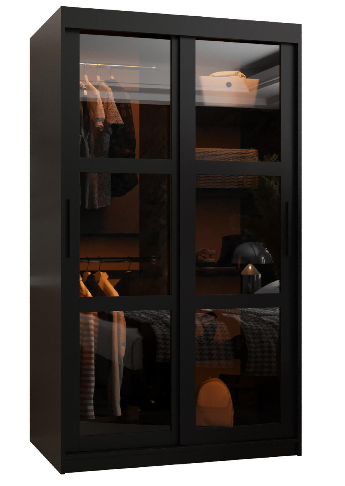 SCHWEBETÜRENSCHRANK 200/100/62 2-türig - Schwarz, Holz/Kunststoff (100/200/62cm) - Abiks Möbel