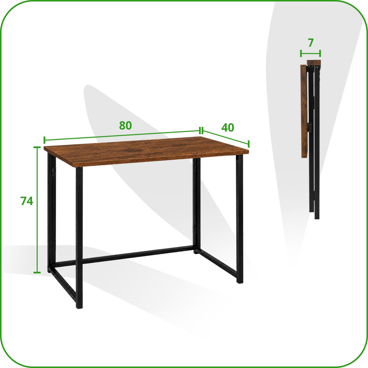 KLAPPSCHREIBTISCH MDF Metall Rustikalbraun Schwarz 80 x 40 x 74 cm platzsparend - Schwarz/Braun, Holzwerkstoff/Metall (40/80/74cm) - Begryf